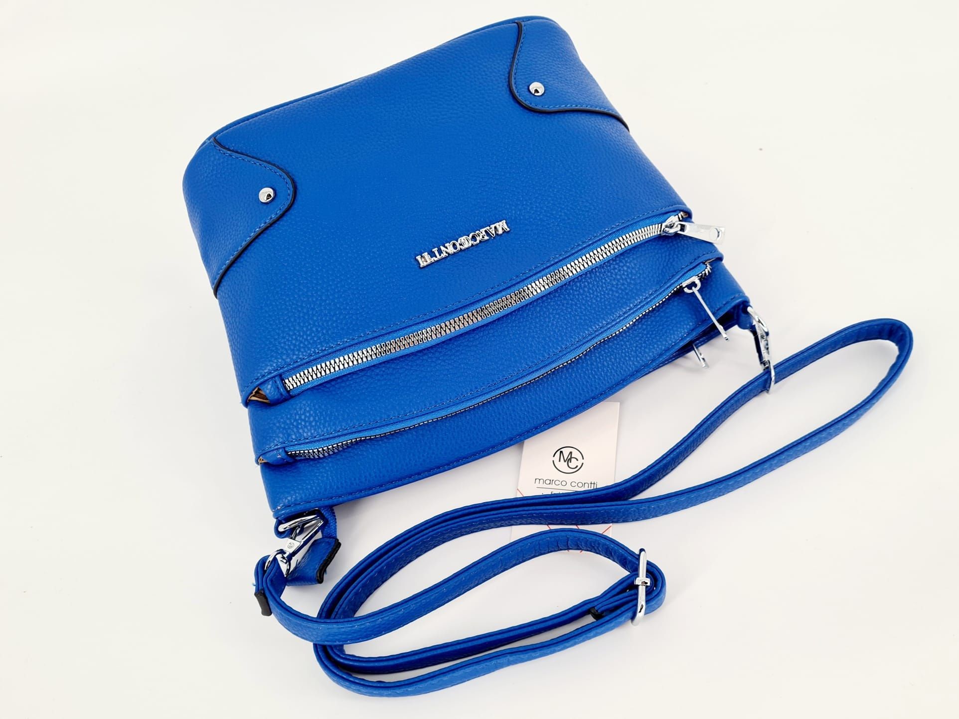 Nowa modna torebka damska na ramię marki Marco Contti niebieska