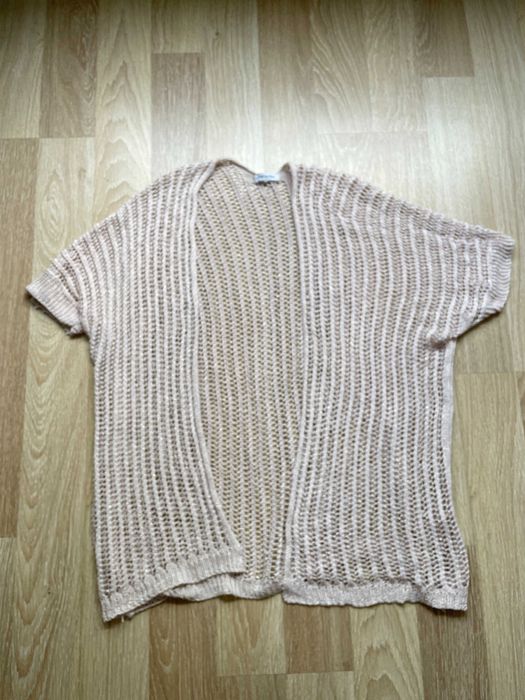 Włoska narzutka damska różowa, dzianinowa, M, Made in Italy