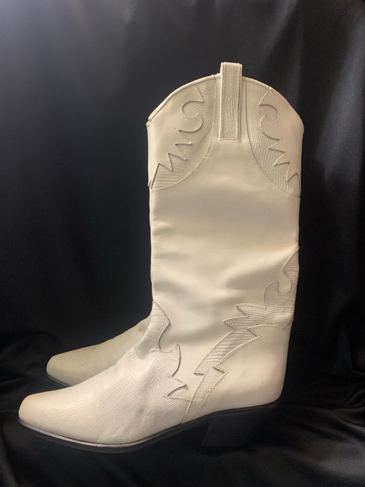Ковбойские белые сапоги с узором