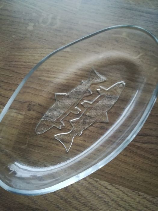 Półmisek szklany na rybę, śledzie