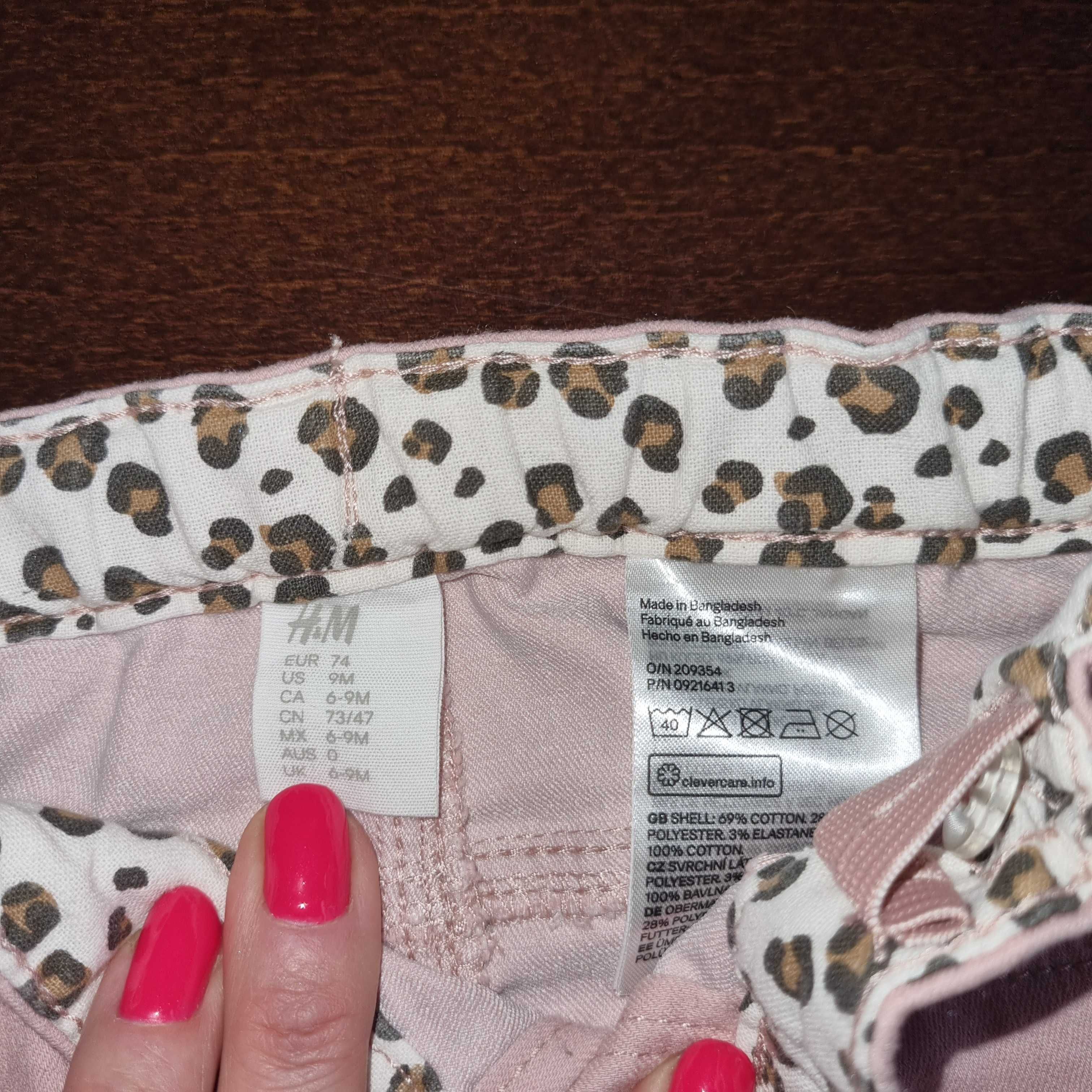 Dziewczęce spodnie pudrowy róż H&M  rozm.74