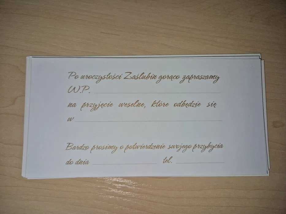 wkładki z zaproszeniem na wesele