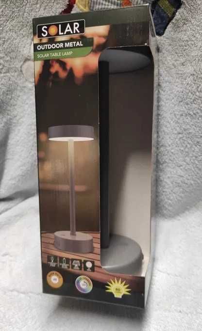 Lampa lampka stołowa solarna zewnętrza trzy tryby Led RGb  metalowa