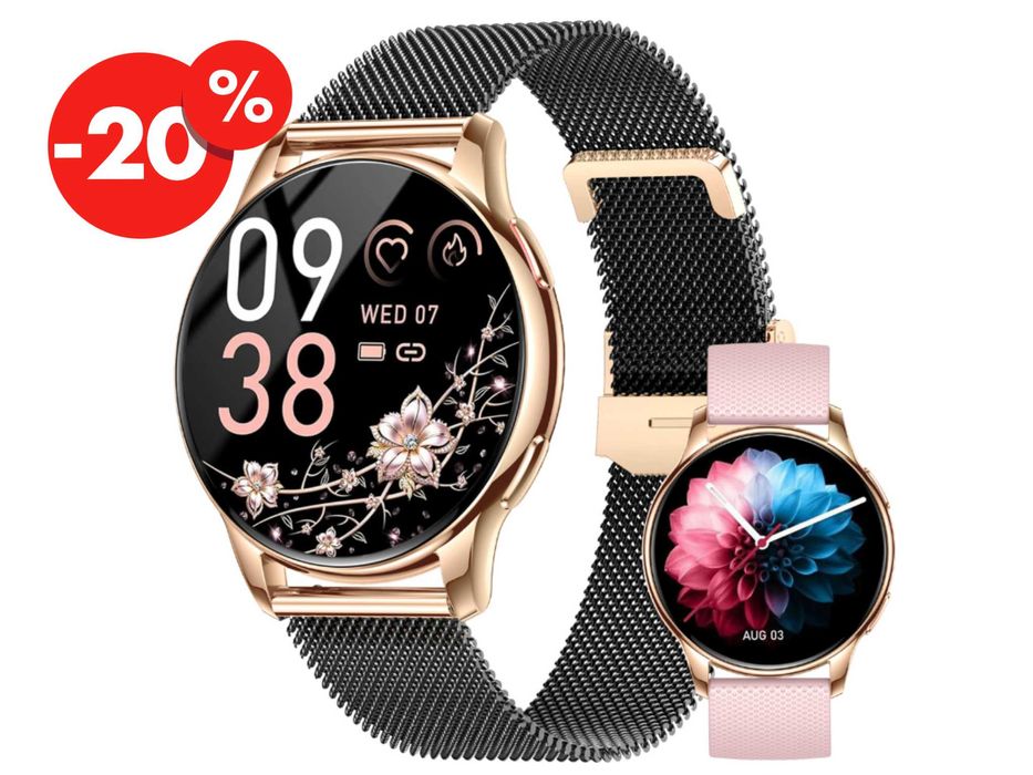 Smartwatch Damski Zegarek EKG BMI Glukoza Ciśnienie Rozmowy - OKAZJA