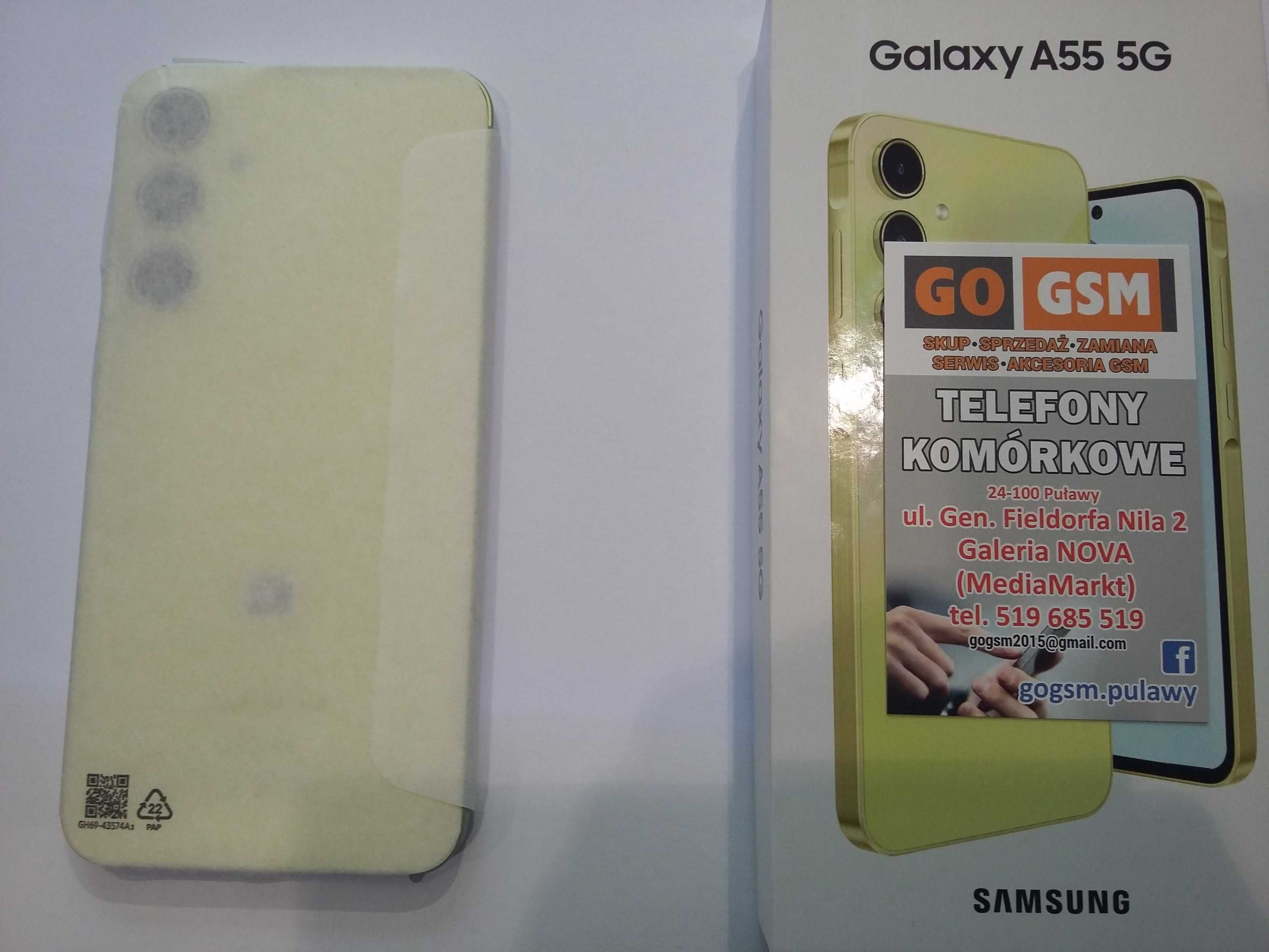 Samsung A55 5G, Kolor:Żółty, NOWY,Bez SIMLOCKA,Puławy Galeria NOVA