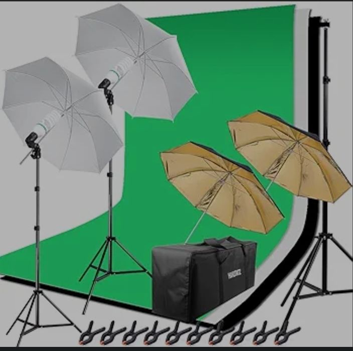 Zestaw oświetleniowy fotograficzny Statyw 3x tło Lampa 135W 5500K