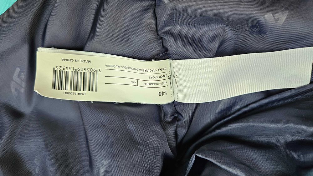 Kurtka narciarska 4F 140 dziecięca 5000 turkusowa dziewczynki zimowa