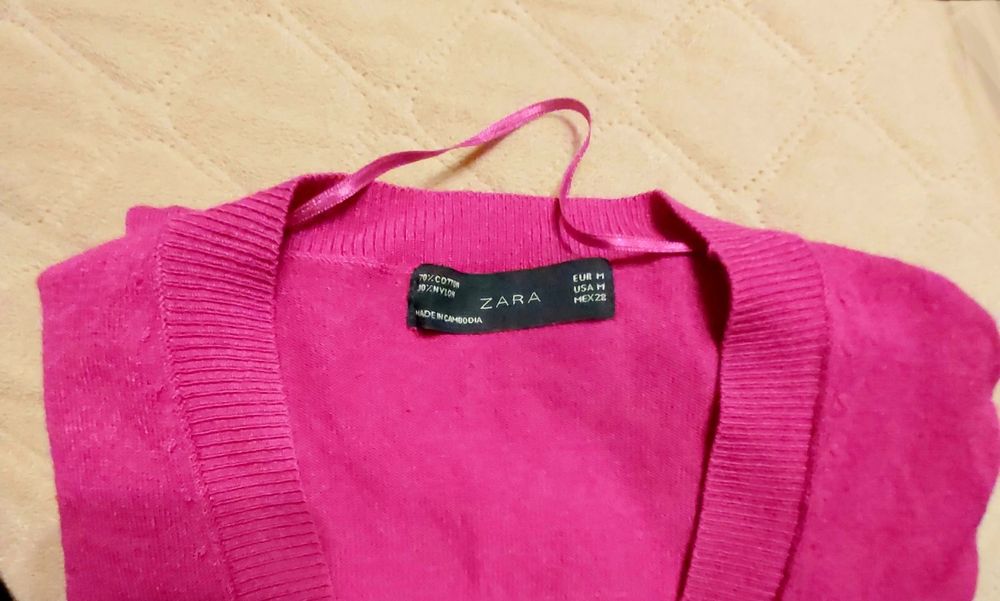 Casaco malha fina fúcsia, Zara