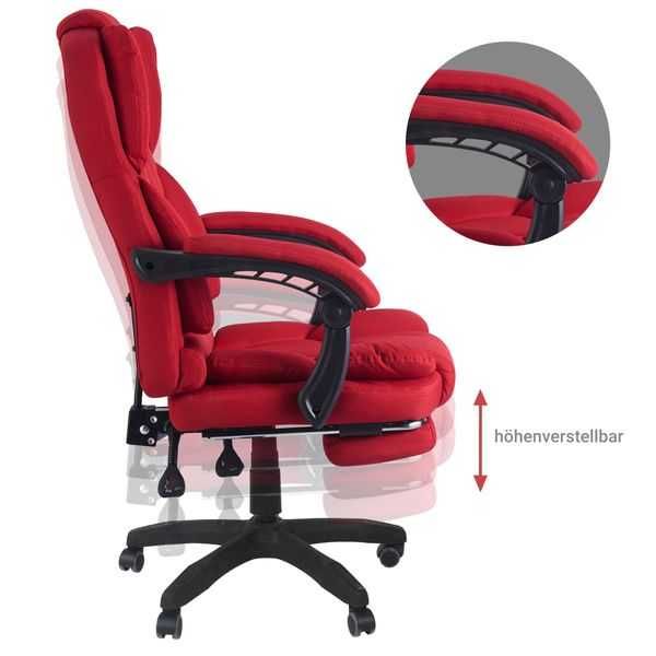 Fotel biurowy gabinetowy z podnóżkiem czerwony obrotowy do biura
