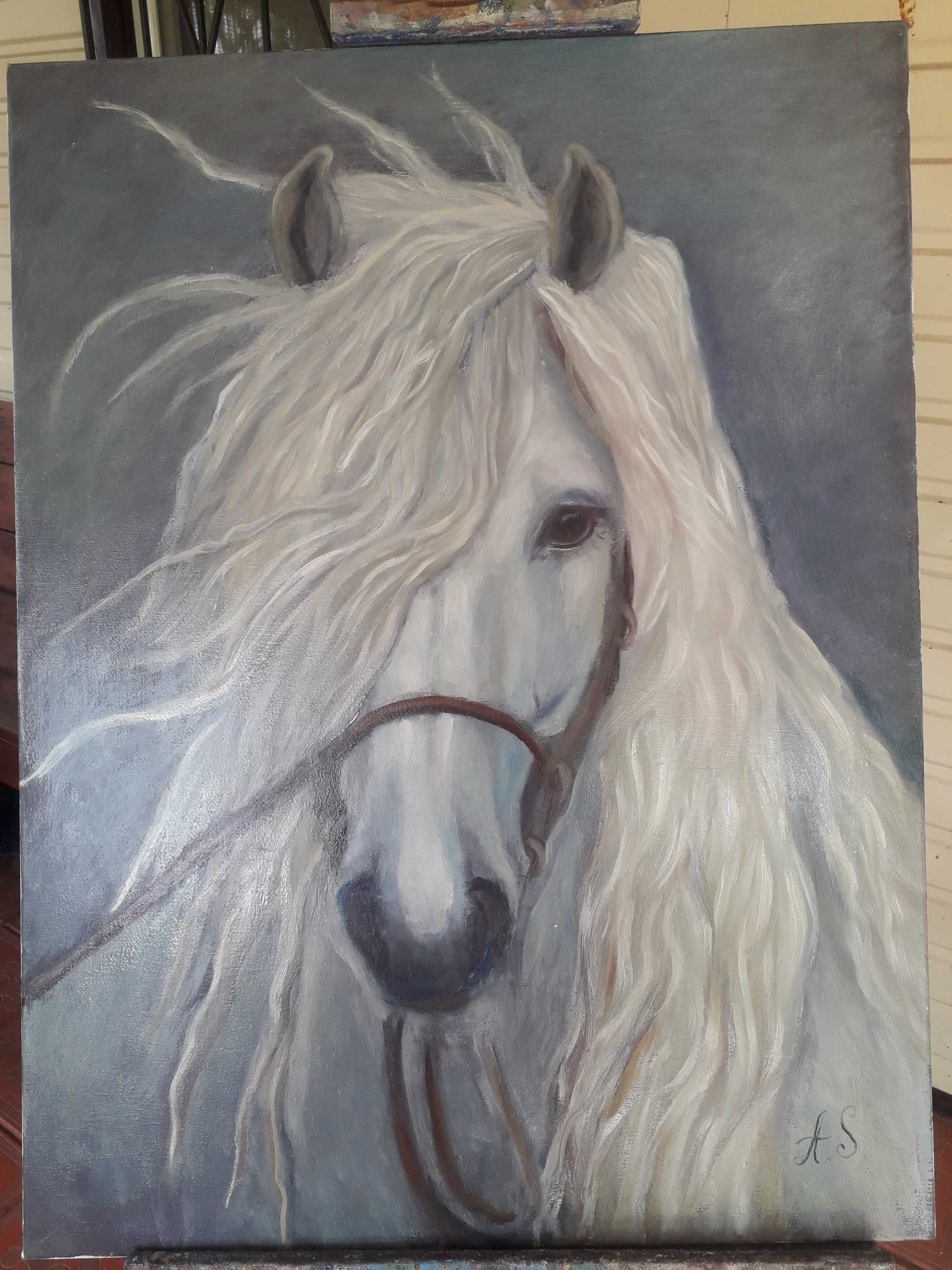 Ручна робота картина "Білий кінь"