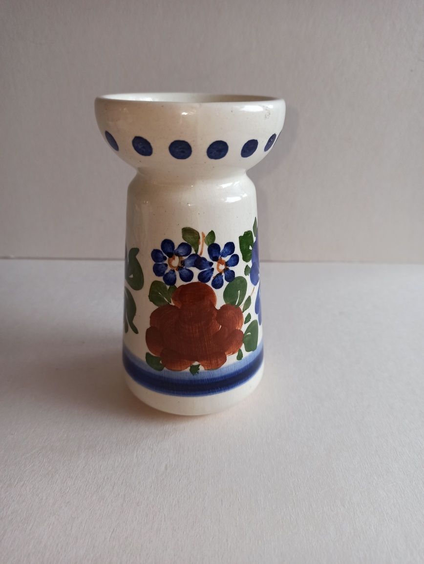Włocławek fajans ceramika vintage PRL świecznik retro ludowy etno folk