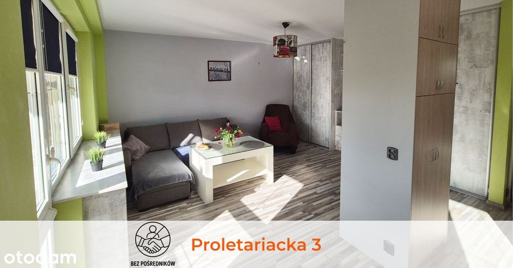 Centrum*kawalerka 35,33m2, Proletariacka, 3 piętro, balkon, piwnica.