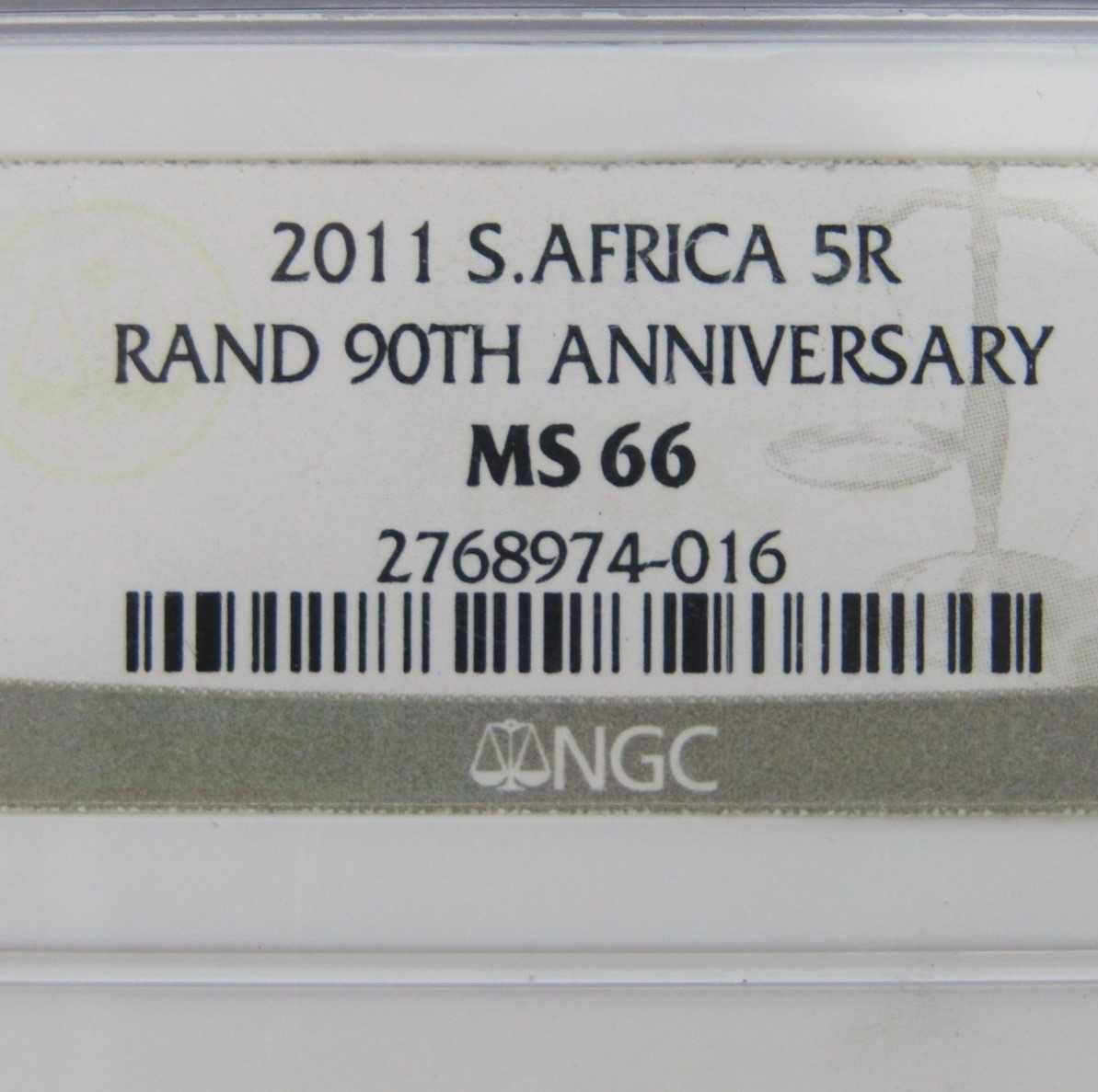 Moeda de R5 do 90º aniversário de Mandela, África do Sul, 2011