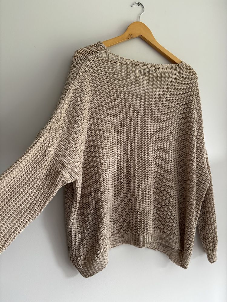 Monnari beżowy sweter oversize L XL