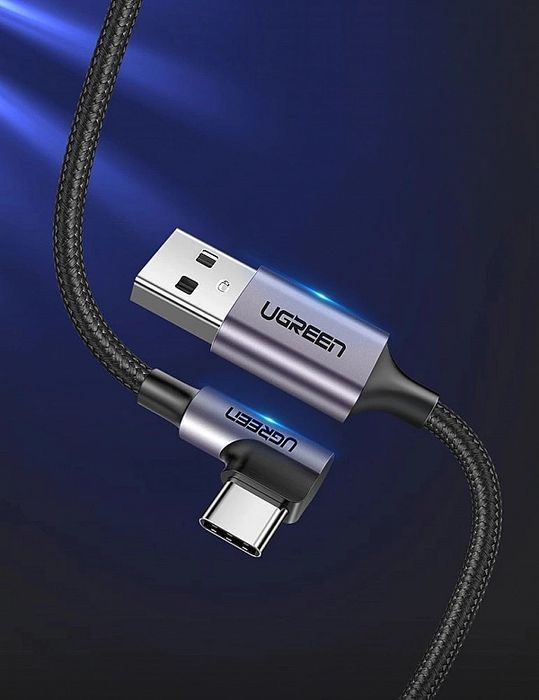 Ugreen kątowy kabel przewód Usb - Usb Typ C 2m 3a szary (50942)