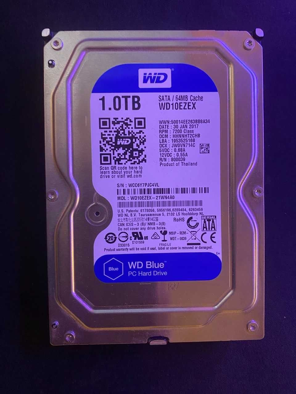HDD Жорсткий диск Western Digital Blue 1TB 7200rpm 64MB 3.5 SATA III