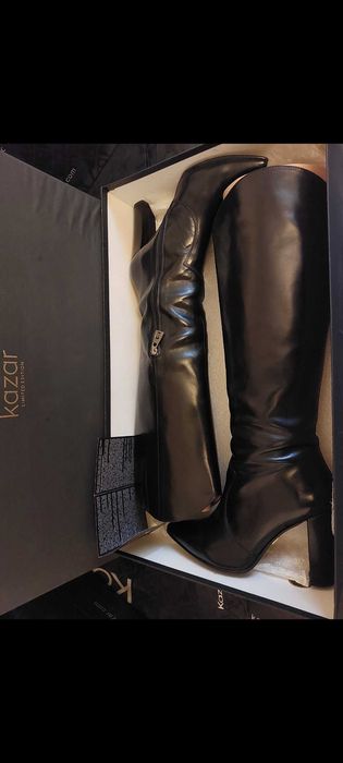 Luksusowe czarne skórzane kozaki z limitowanej serii Marki Kazar