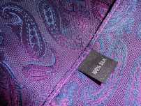 100% SILK fioletowa mieniąca się poszetka butonierka wypustka Paisley