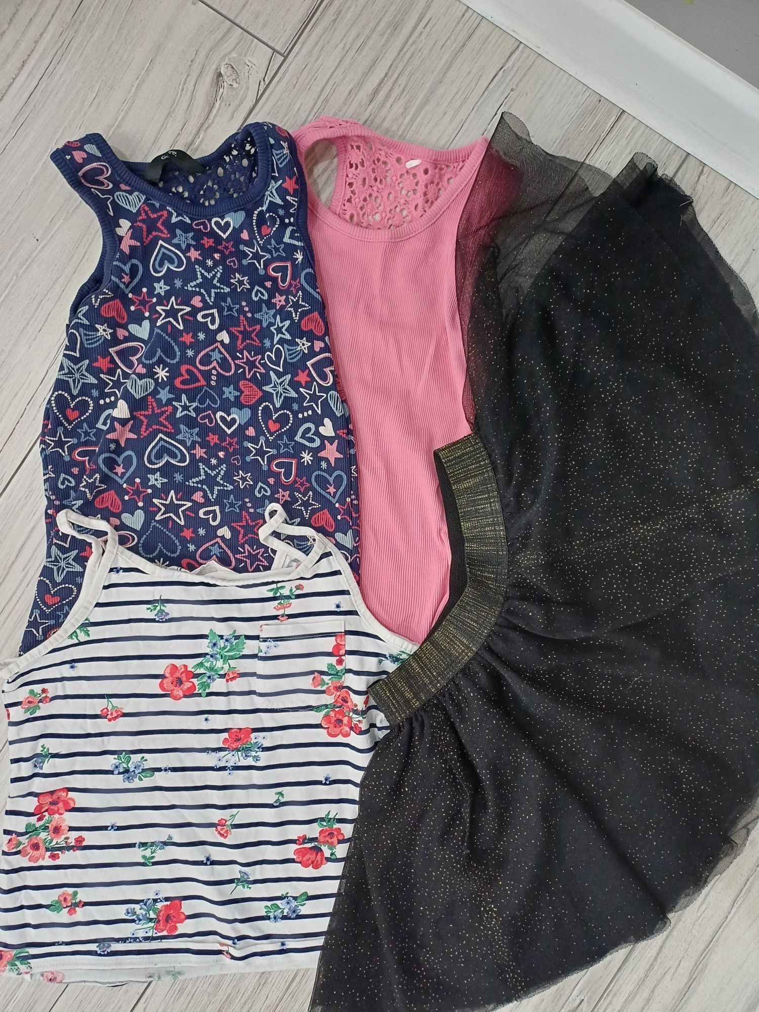 Zestaw lato dziewczynka rozm 110, h&m, sukienka, spódniczka, koszulka