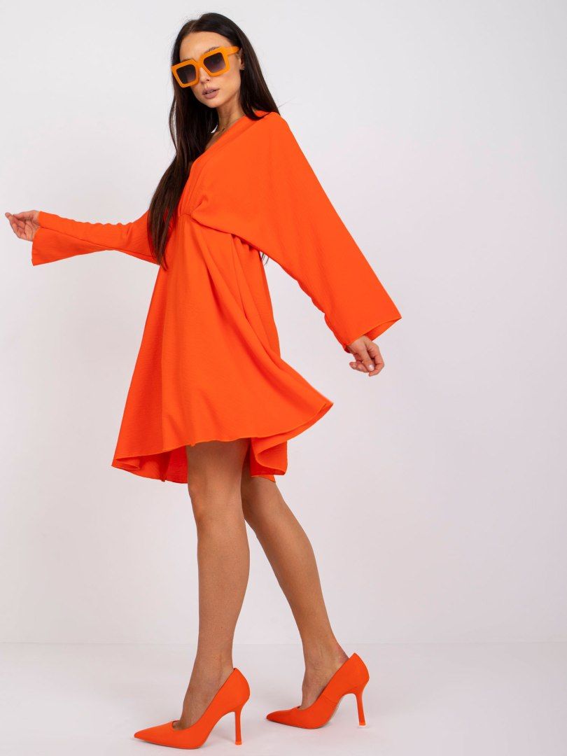 Sukienka Zayna pomarańczowa z szerokim rękawem