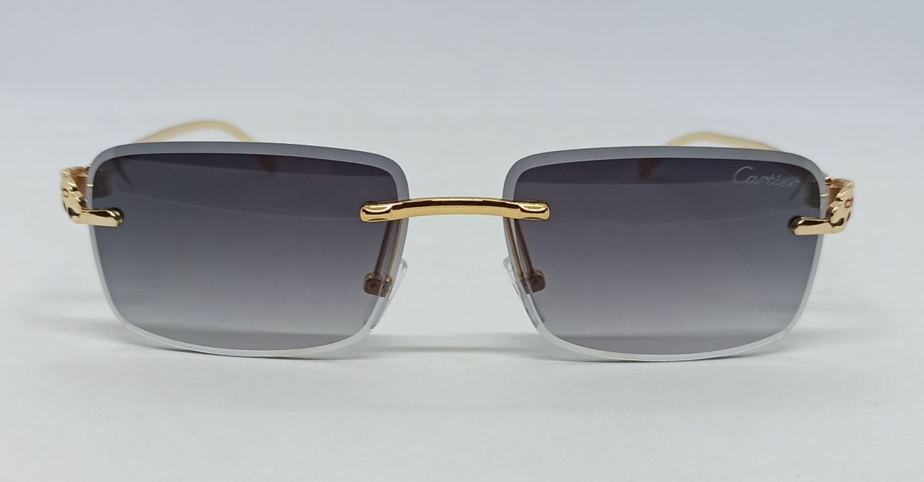 Cartier очки унисекс серый градиент безоправн с золотым ягуаром узкие