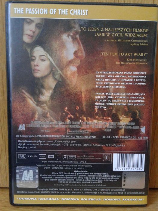 PASJA The Passion of The Christ reż Mel Gibson DVD