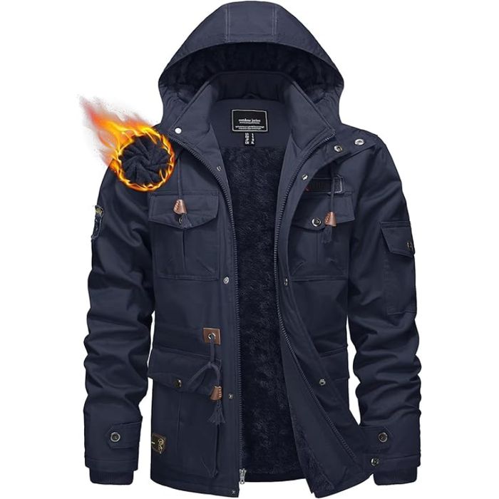 Męska granatowa parka ocieplana M