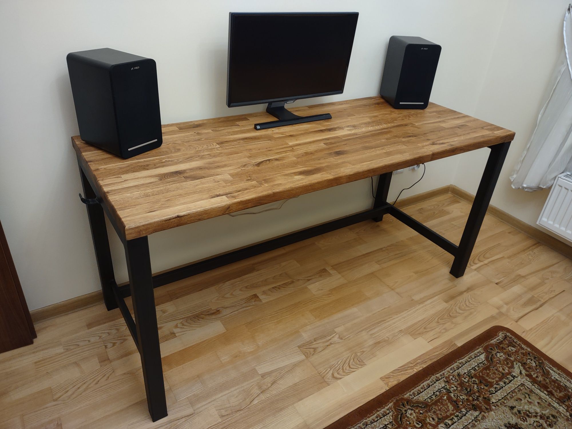 Biurko gamingowe loft stal + lity dąb NOWE!!!