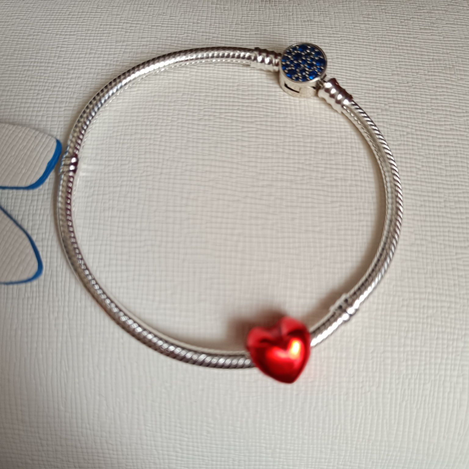 Charms serce czerwone srebrne emaliowane zawieszka beads