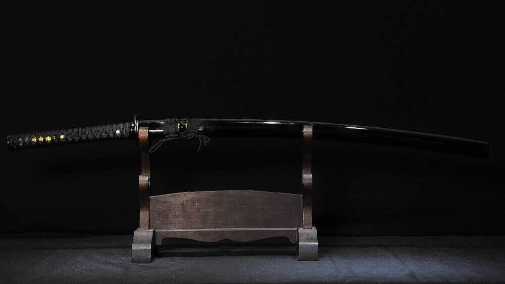 Mocny Miecz Katana 61-62 Hartowany Glinką Naturalny Hamon+STOJAK BL777