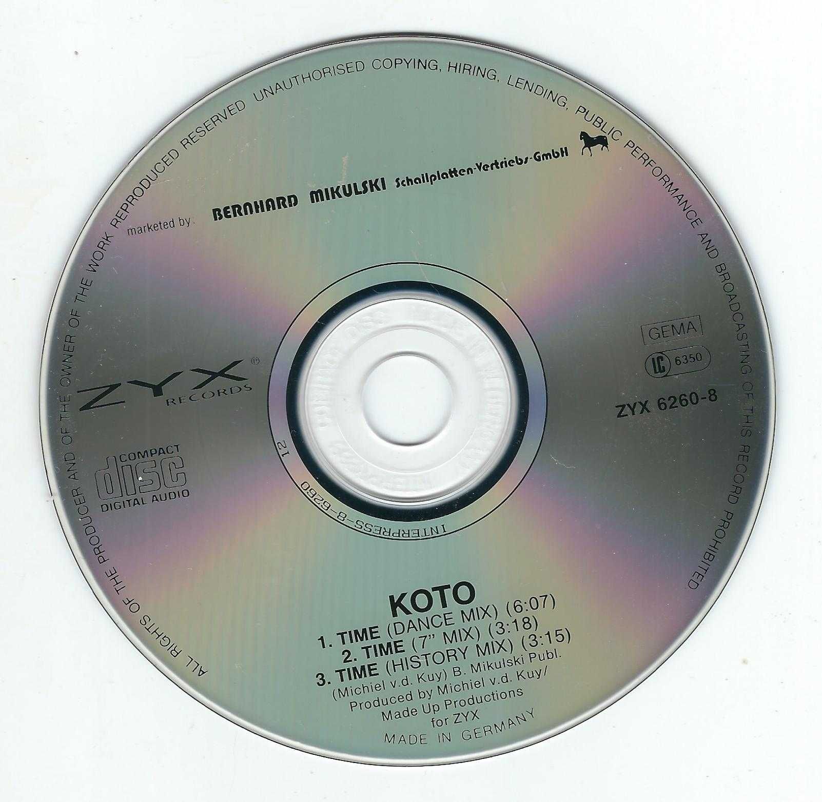 Maxi CD Koto - Time (1989) (ZYX Records)