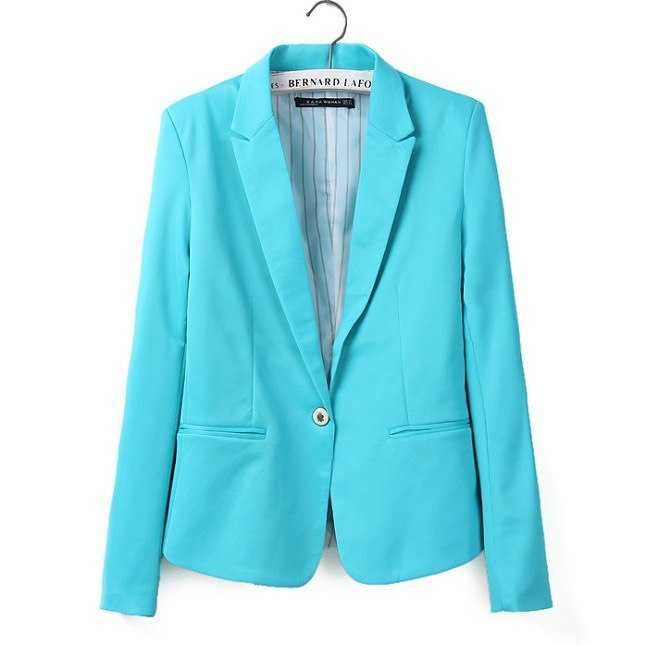 Голубой пиджак приталенный, размер S