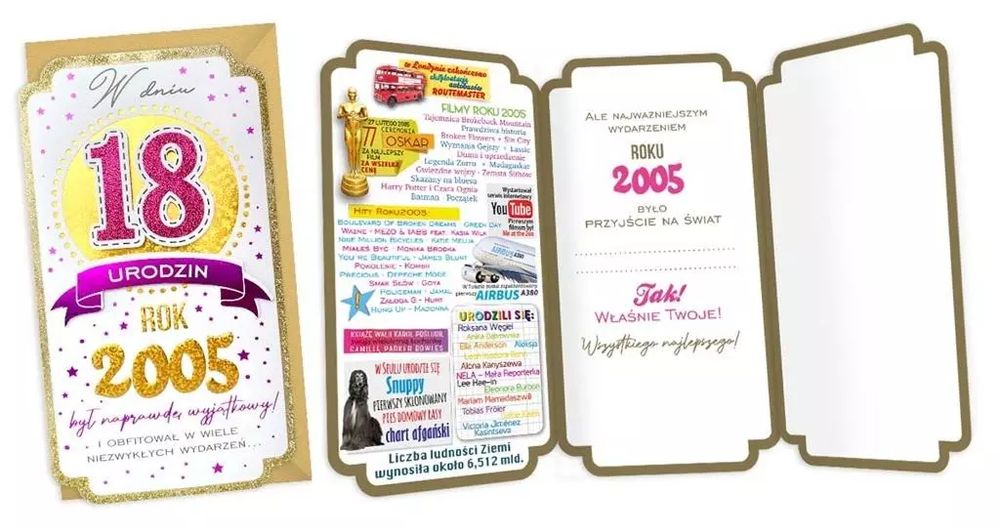Karnet Urodziny 18. Kukartka