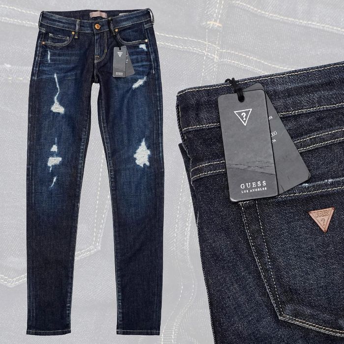 GUESS | NOWE Ciemnoniebieskie Jeansy | SKINNY LOW | 34
