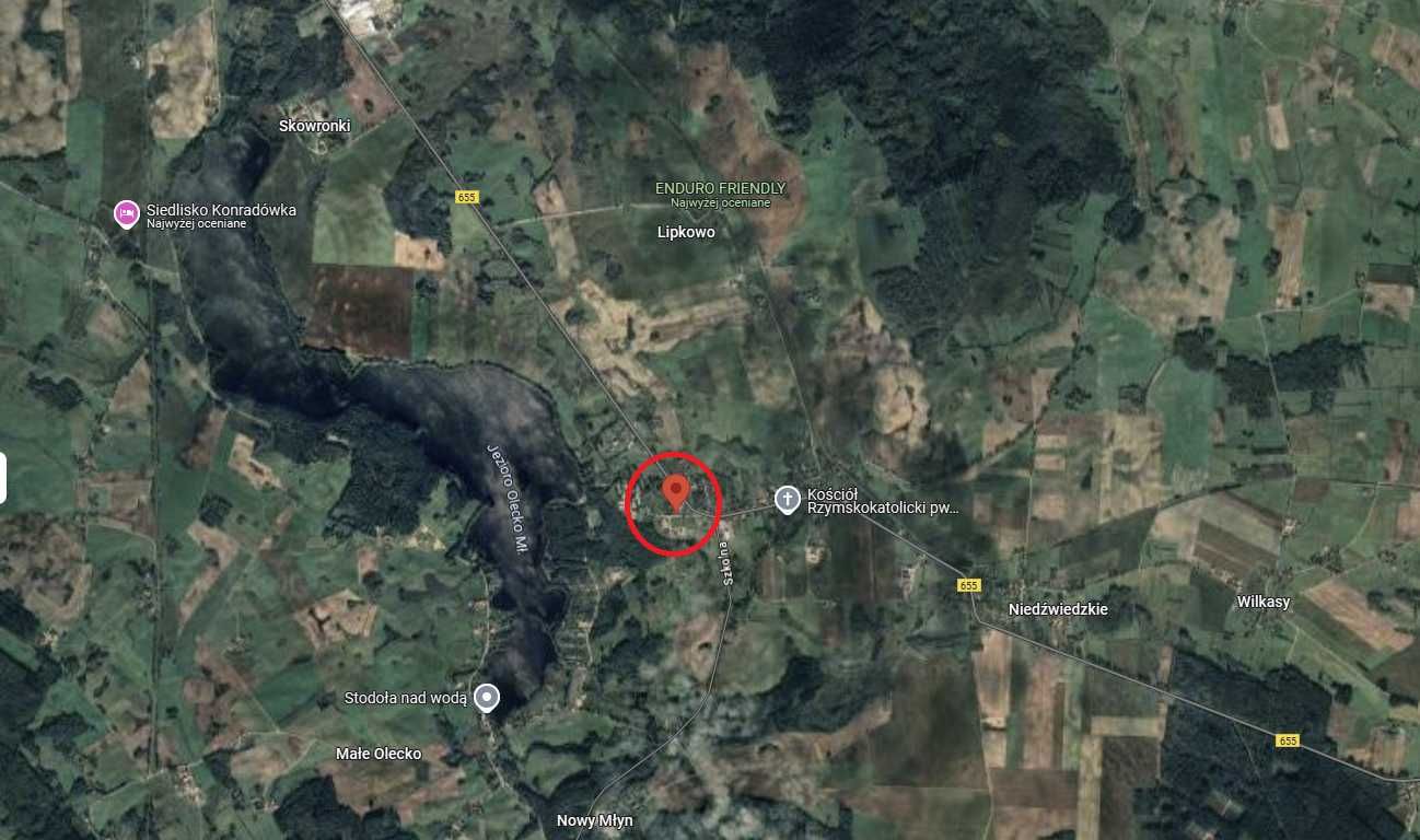 działka Mazury Wieliczki k. Olecka nad jeziorem idealna na przyczepę