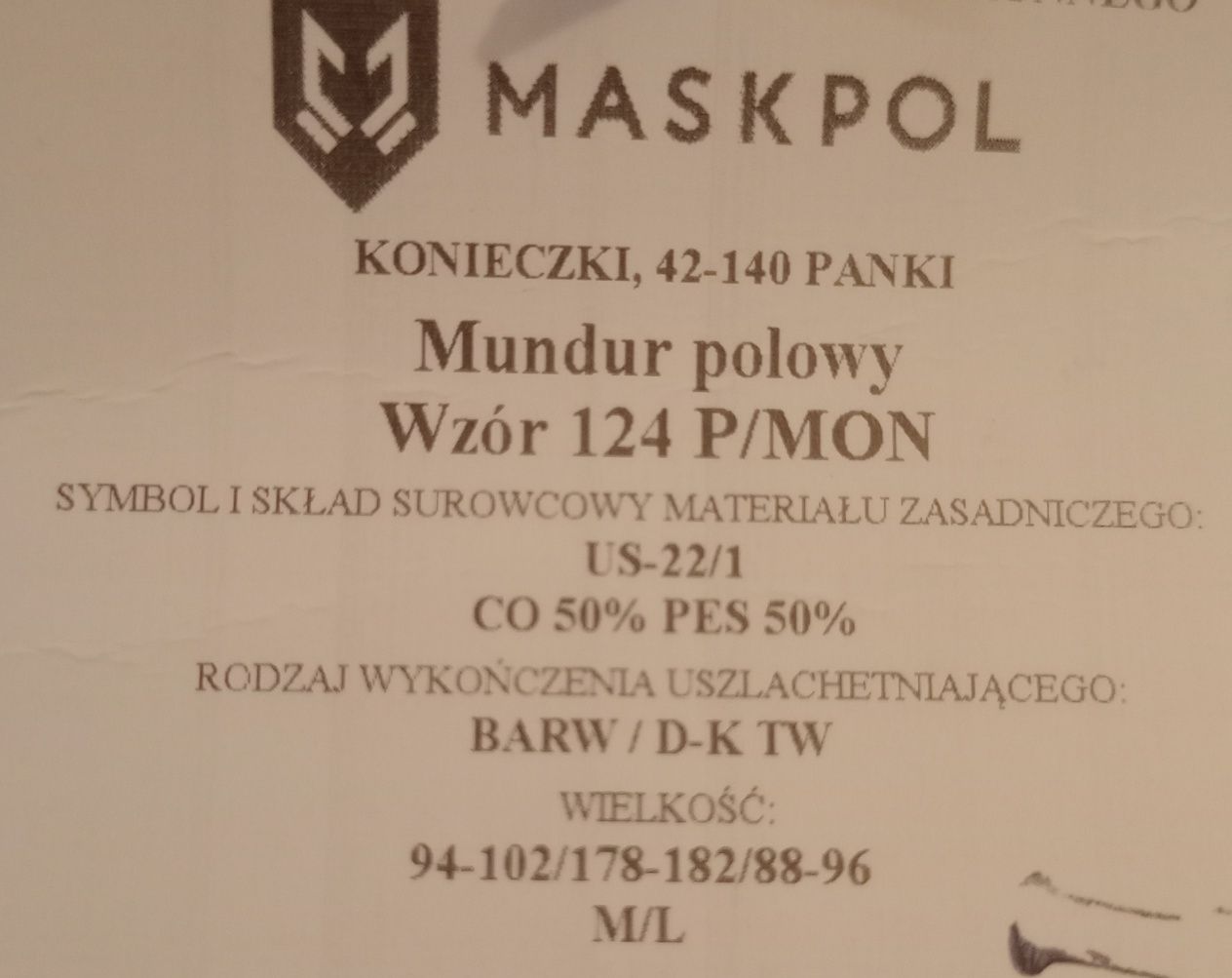 NOWY Mundur zimowy r. M/L oraz XL/L NOWY WZÓR polowy