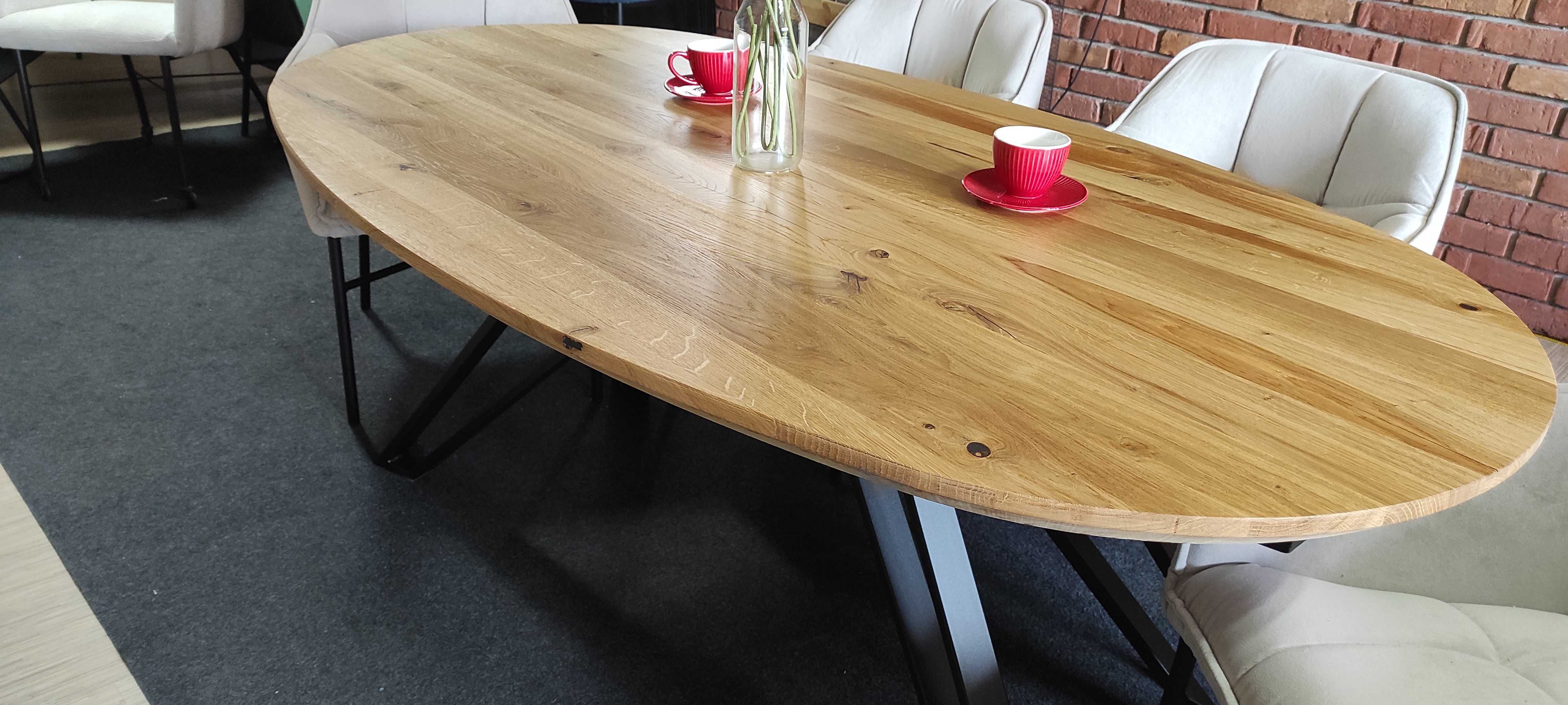 stół dębowy owalny  200x100 unikatowa krawędź nowość producent