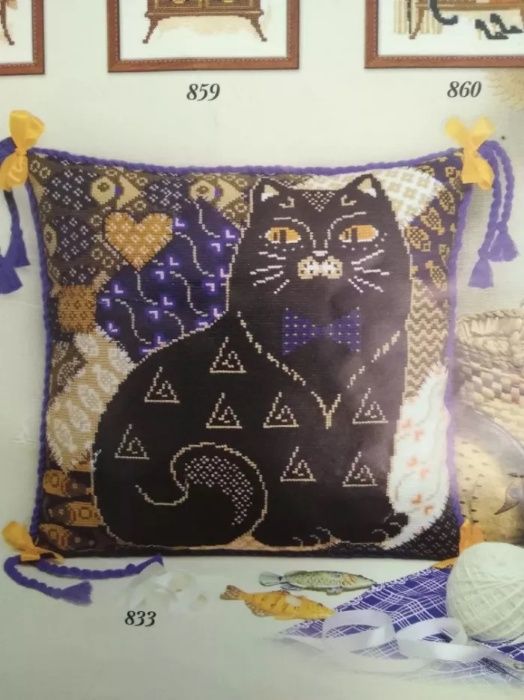Схеми для вишивки подушки "Коти"