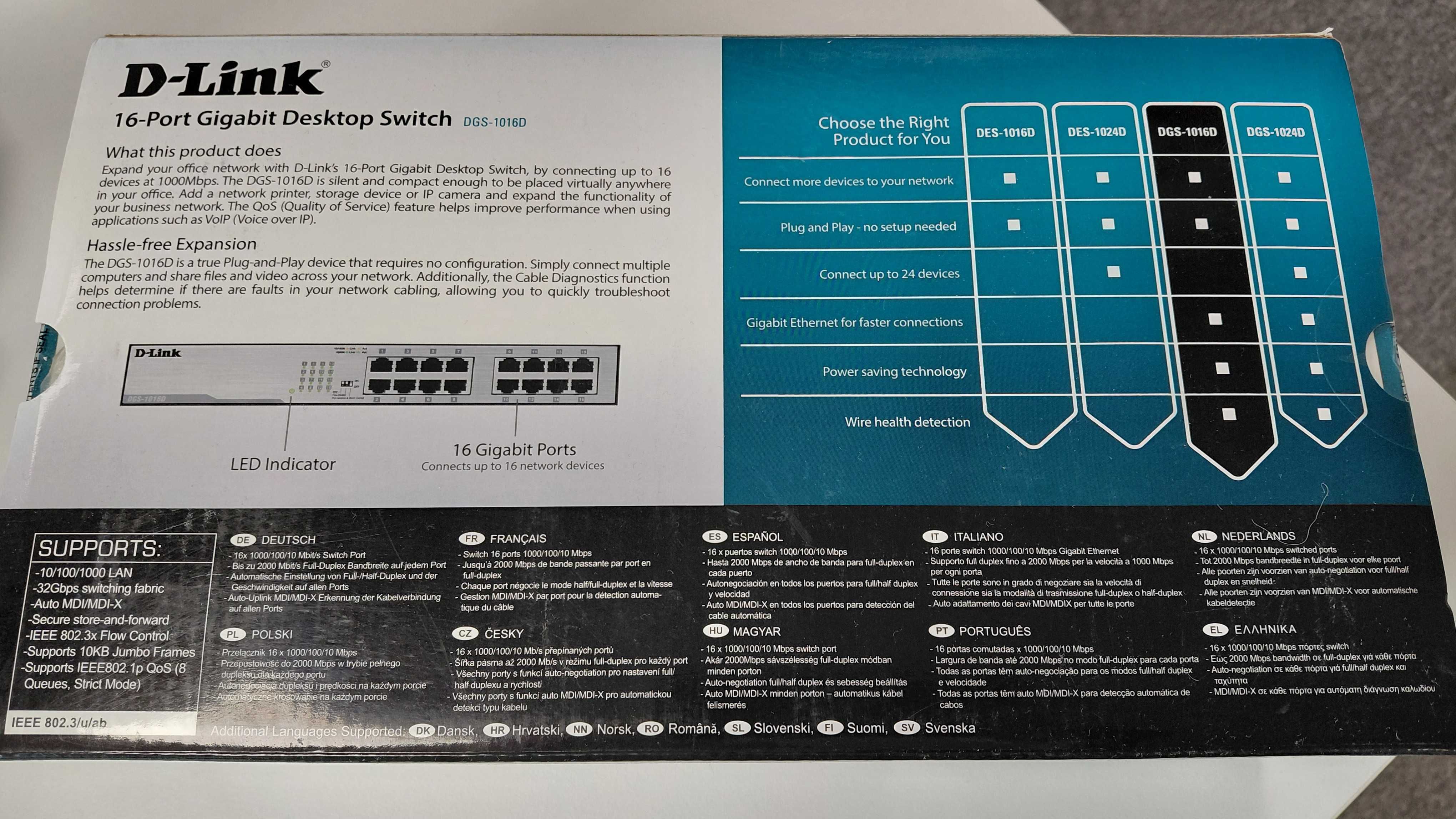 NOWY Switch D-LINK DGS-1016D Gigabit Ethernet, 16 portów