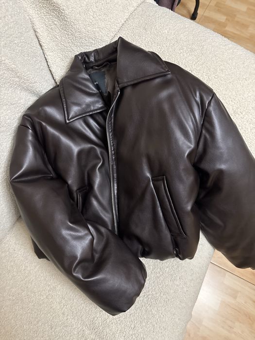 Куртка mango шкіряна шоколадна