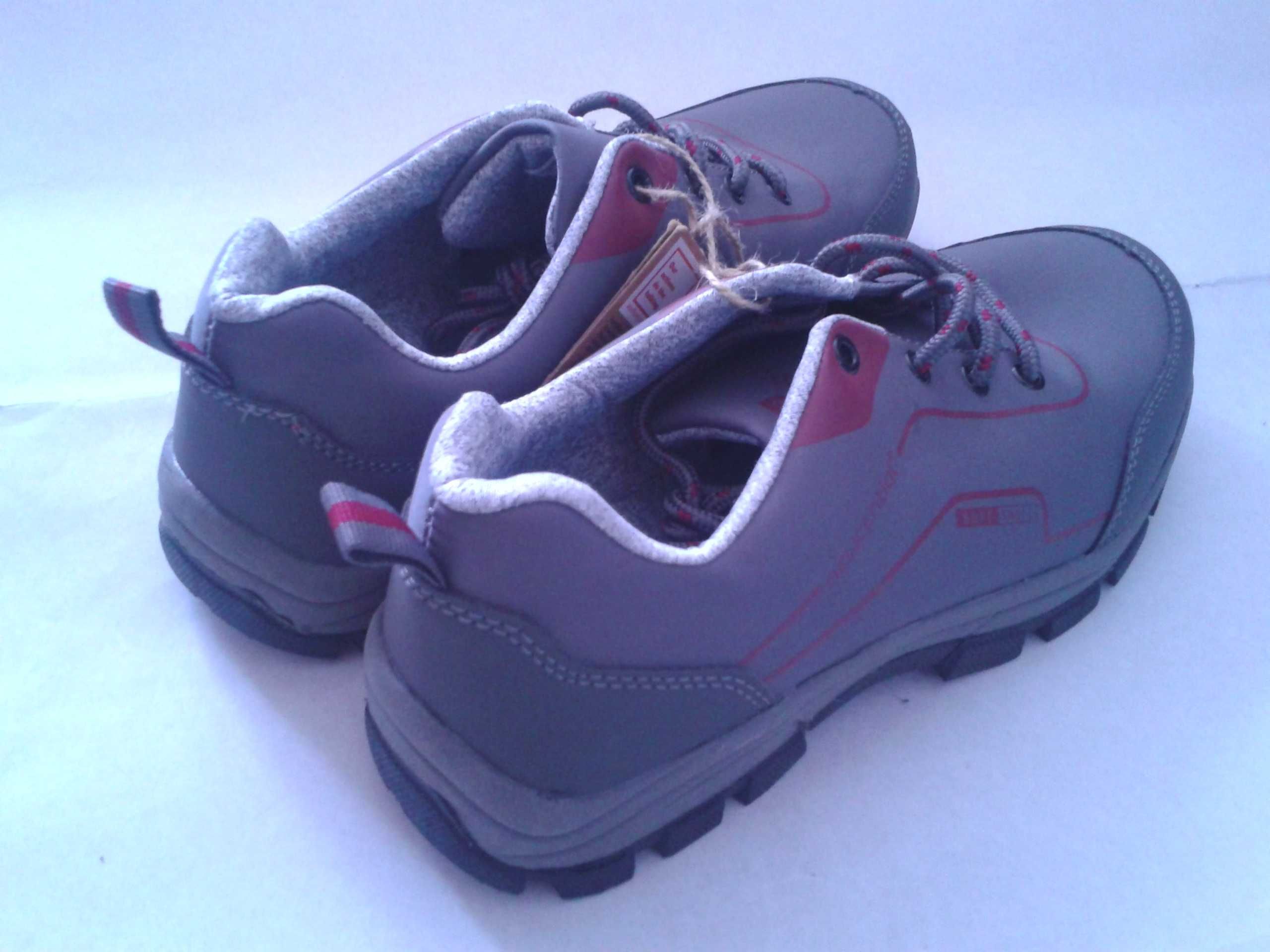 Buty sportowe trekkingowe SOFTSHELL sznurowane szare wegan r. 37