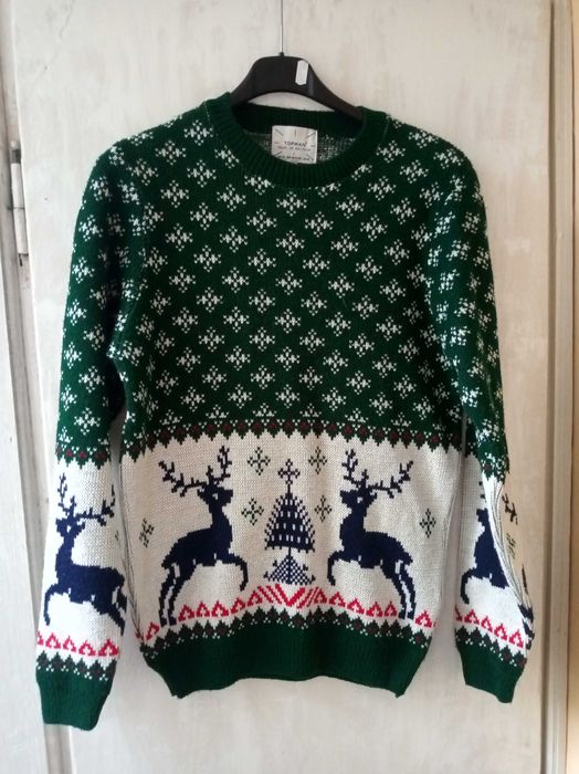 Topman XS светр джемпер пуловер світшот олені різдво чоловічий мужской