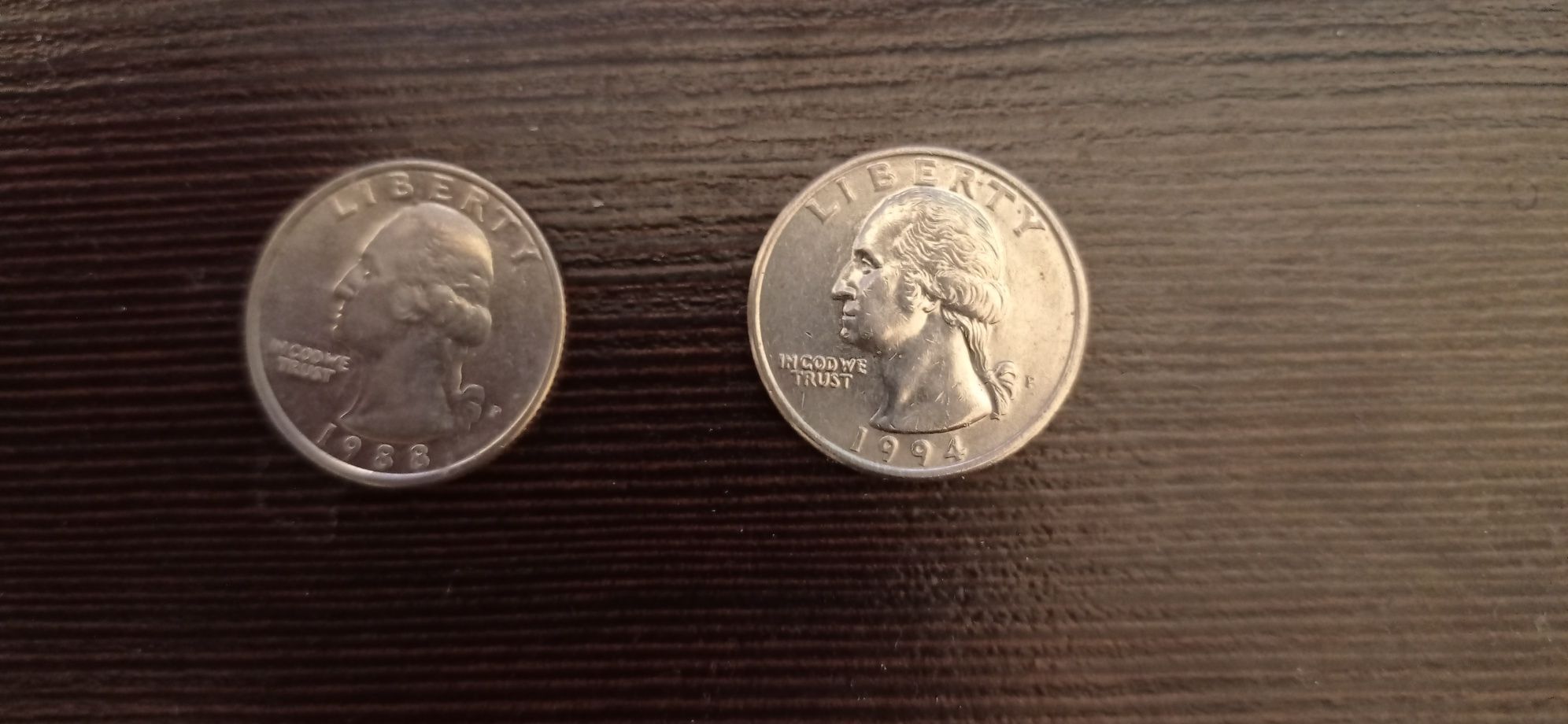 Монета liberty quarter dollar перевертень