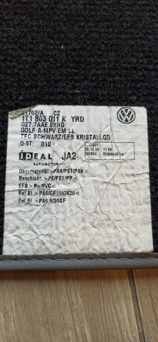 Dywaniki welurowe samochodowe Volkswagen Touran