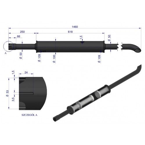 Tłumik 1460mm 5.6kg MF3 ORYGINAŁ URSUS