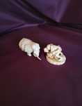 Conjunto de figuras de elefante e cena erótica japonesa