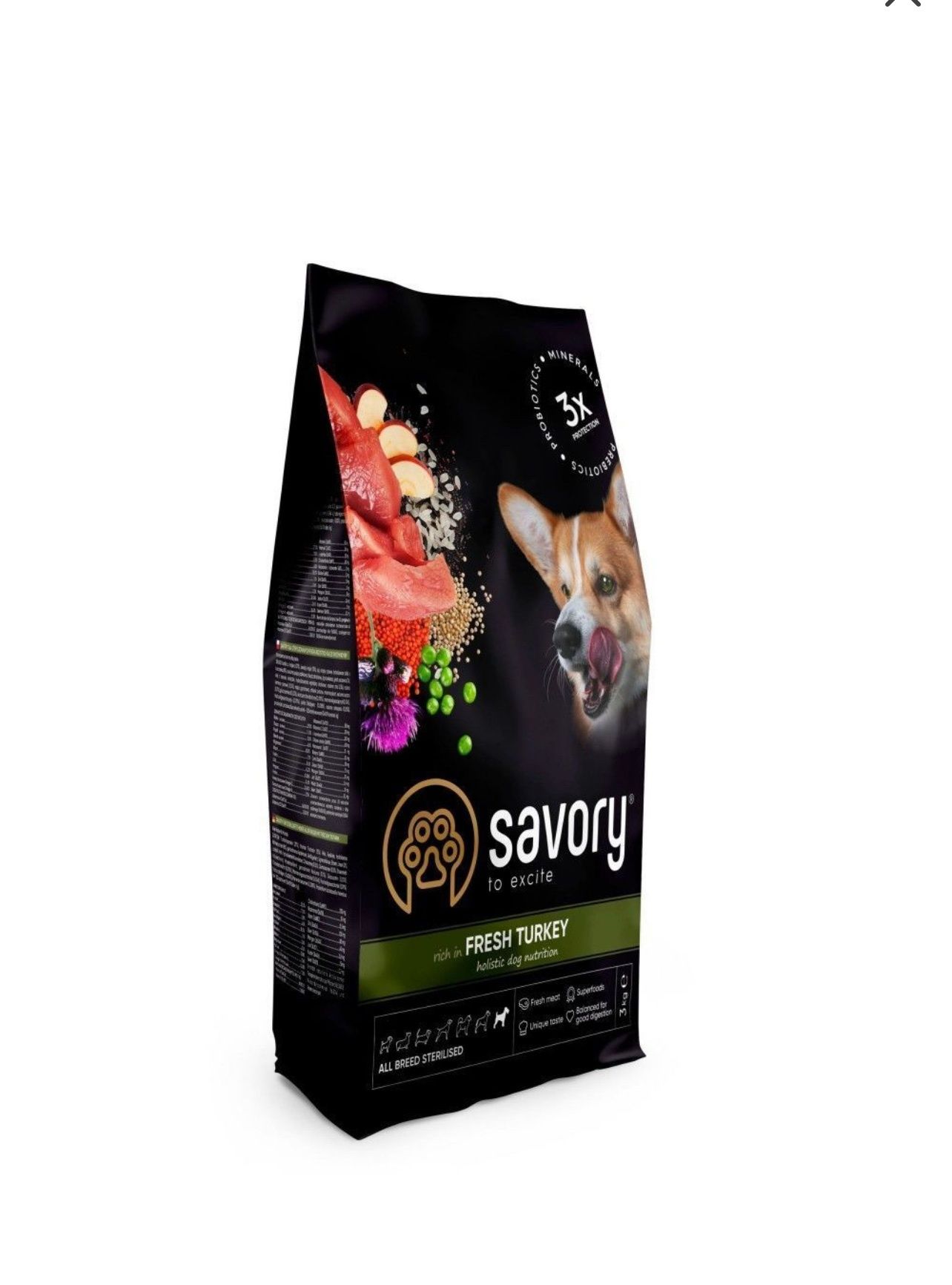 Корм сухий Savory All Breed Sterilised rich in Fresh Turkey для стерил