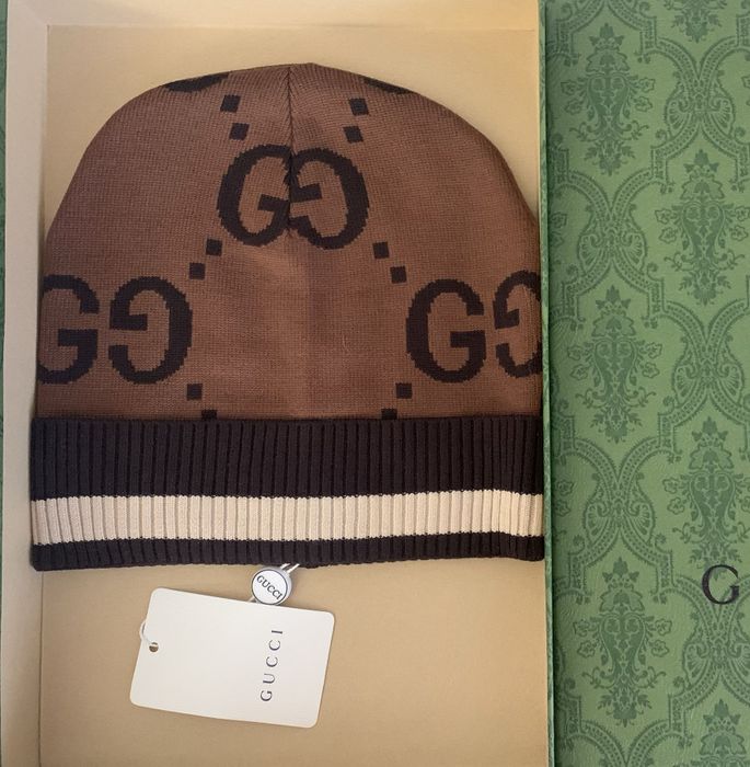 Brazowa czapka Gucci