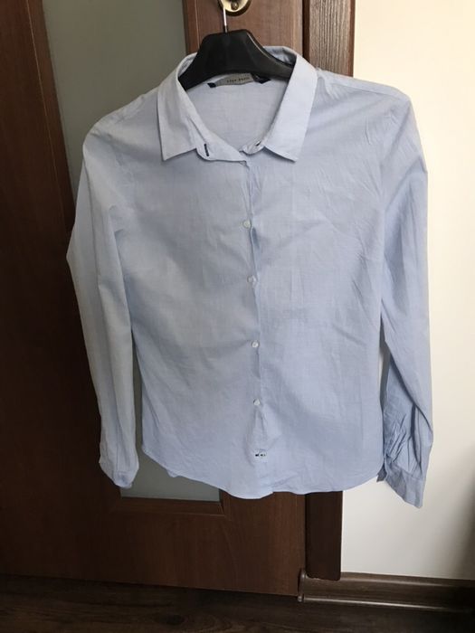 Koszula bawełniana jak nowa niebieska Zara Basic 34XS