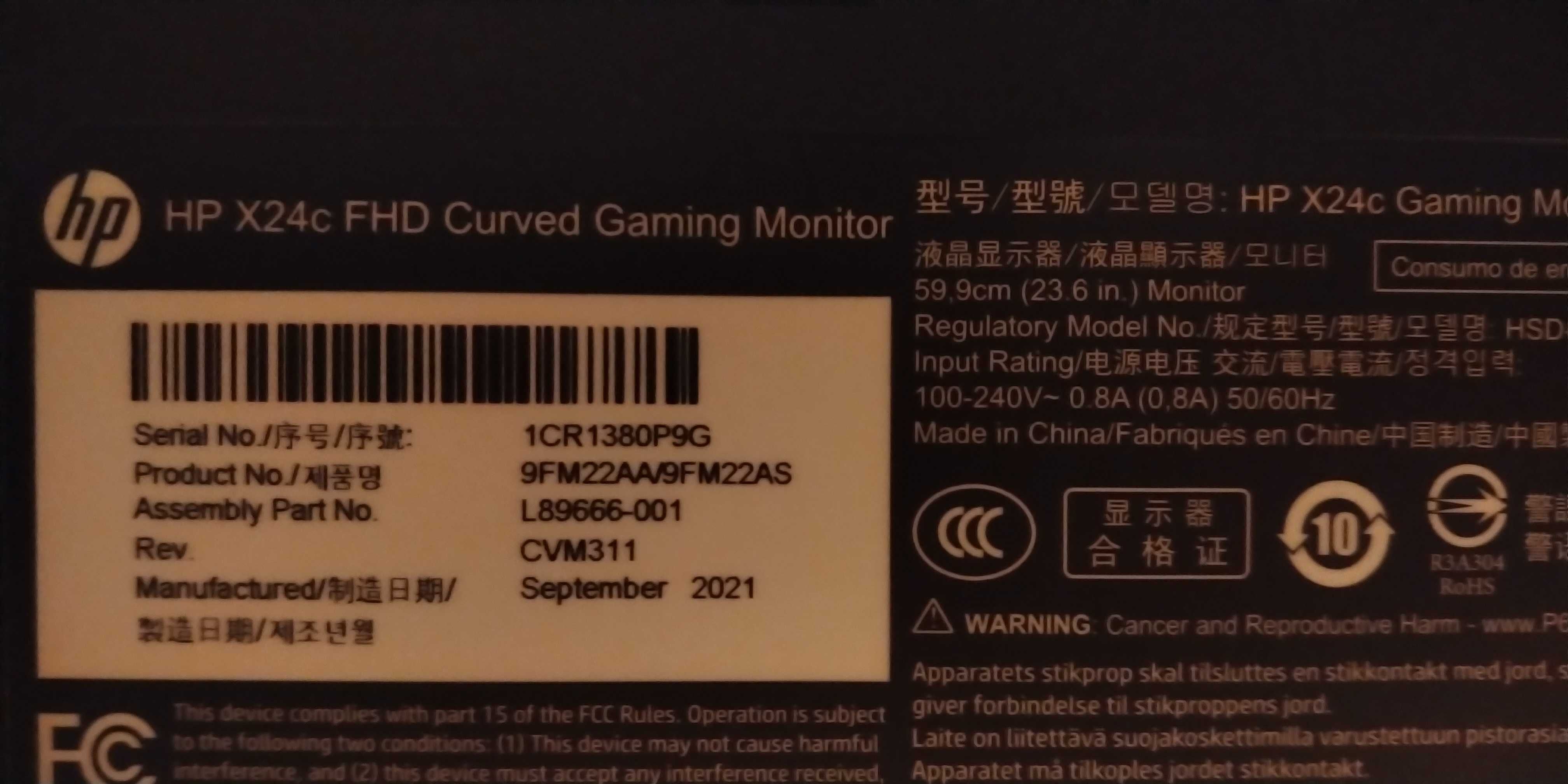 Monitor gamingowy HP X24c